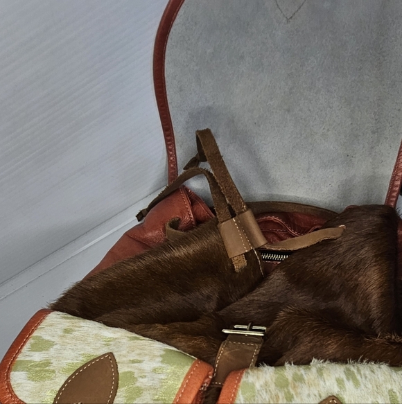 Authentic Hair-On Cowhide Leather Backpack Rustic Western Travel Bag Made in USA main image 8
